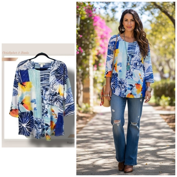 Christopher & Banks Tops - 🌿Christopher & Banks Women's Large Sequin Studded Top in Mixed Media Top